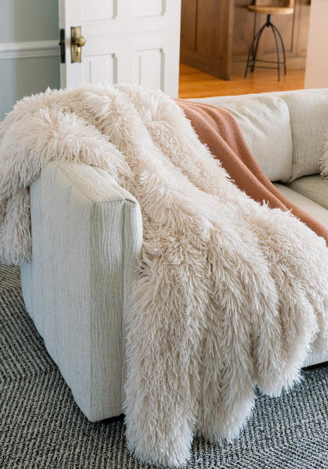 Fabulous-Furs Signature Series Cream Mongolian Faux Fur Throws  Fabulous-Furs Signature Series Cream Mongolian Faux Fur Throws