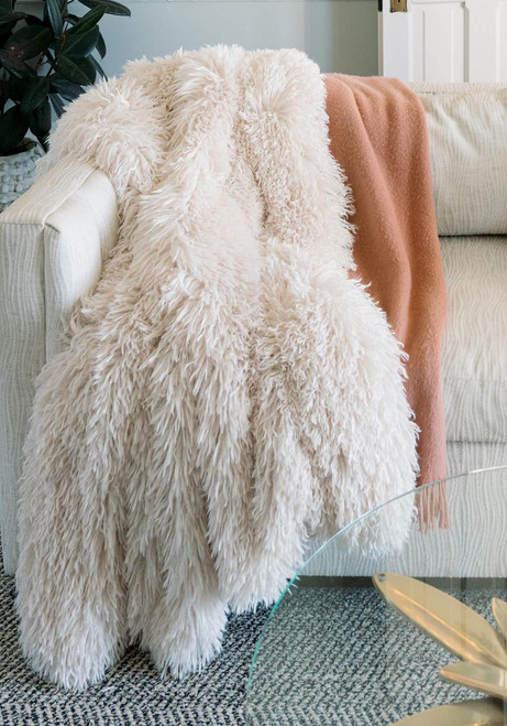 Fabulous-Furs Signature Series Cream Mongolian Faux Fur Throws  Fabulous-Furs Signature Series Cream Mongolian Faux Fur Throws