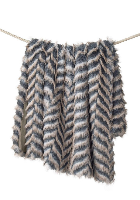 Fabulous-Furs Signature Series Grey Chevron Faux Fur Throws  Fabulous-Furs Signature Series Grey Chevron Faux Fur Throws