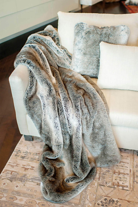 Fabulous-Furs Signature Series Grey Rabbit Faux Fur Throws  Fabulous-Furs Signature Series Grey Rabbit Faux Fur Throws