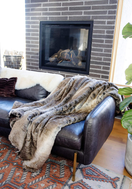 Fabulous-Furs Signature Series Grey Rabbit Faux Fur Throws  Fabulous-Furs Signature Series Grey Rabbit Faux Fur Throws