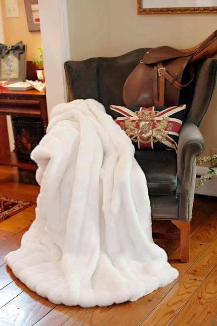 Fabulous-Furs Signature Series White Mink Faux Fur Throws  Fabulous-Furs Signature Series White Mink Faux Fur Throws
