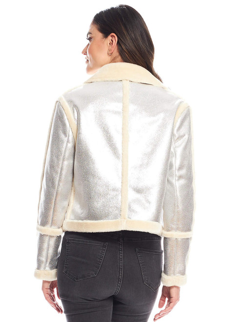 Fabulous-Furs Silver Starlight Faux Suede Moto Jacket  Fabulous-Furs Silver Starlight Faux Suede Moto Jacket