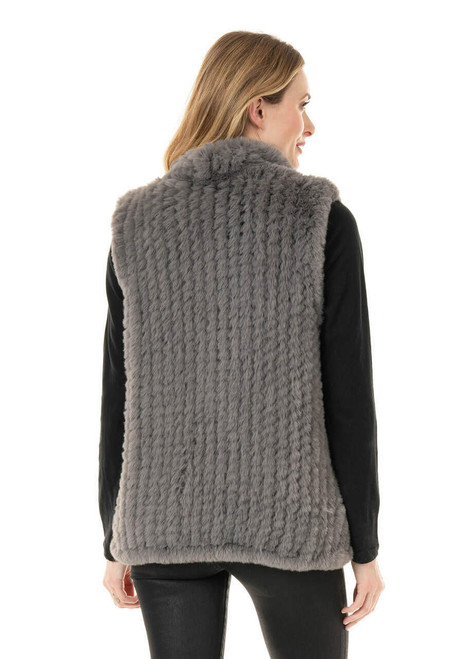 Fabulous-Furs Slate Faux Fur Knitted Vest  Fabulous-Furs Slate Faux Fur Knitted Vest