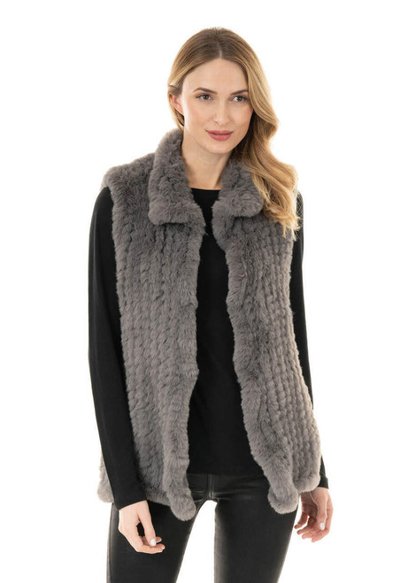 Fabulous-Furs Slate Faux Fur Knitted Vest  Fabulous-Furs Slate Faux Fur Knitted Vest