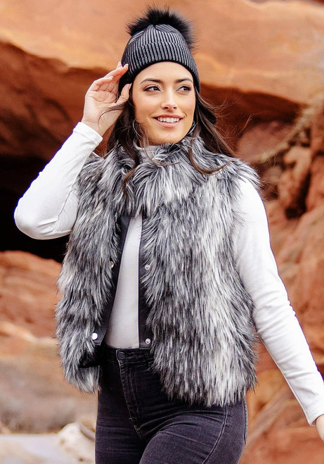 Fabulous-Furs Smokey Fox Faux Fur Foxy Crop Vest  Fabulous-Furs Smokey Fox Faux Fur Foxy Crop Vest