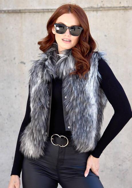 Fabulous-Furs Smokey Fox Faux Fur Foxy Crop Vest  Fabulous-Furs Smokey Fox Faux Fur Foxy Crop Vest