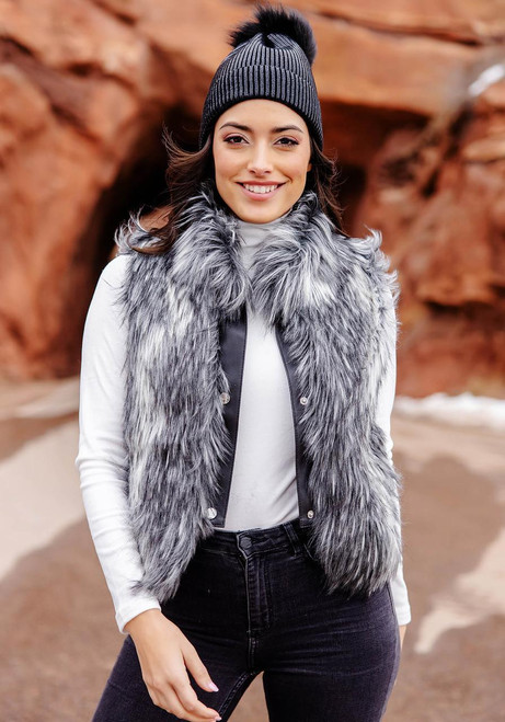 Fabulous-Furs Smokey Fox Faux Fur Foxy Crop Vest  Fabulous-Furs Smokey Fox Faux Fur Foxy Crop Vest