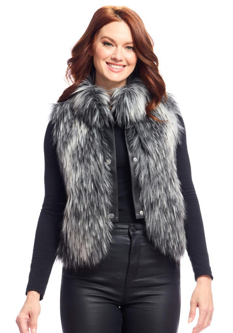 Fabulous-Furs Smokey Fox Faux Fur Foxy Crop Vest  Fabulous-Furs Smokey Fox Faux Fur Foxy Crop Vest