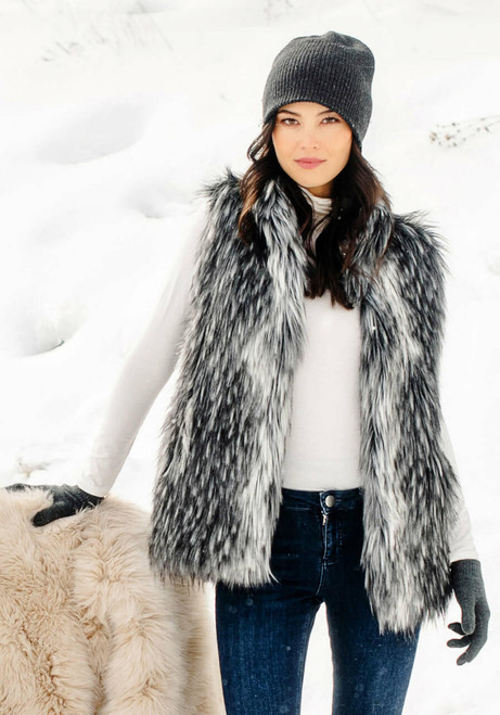 Fabulous-Furs Smokey Fox Faux Fur Hook Vest  Fabulous-Furs Smokey Fox Faux Fur Hook Vest