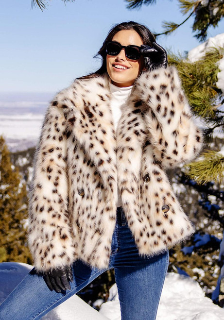 Fabulous-Furs Snow Leopard Faux Fur Sofia Swish Coat  Fabulous-Furs Snow Leopard Faux Fur Sofia Swish Coat