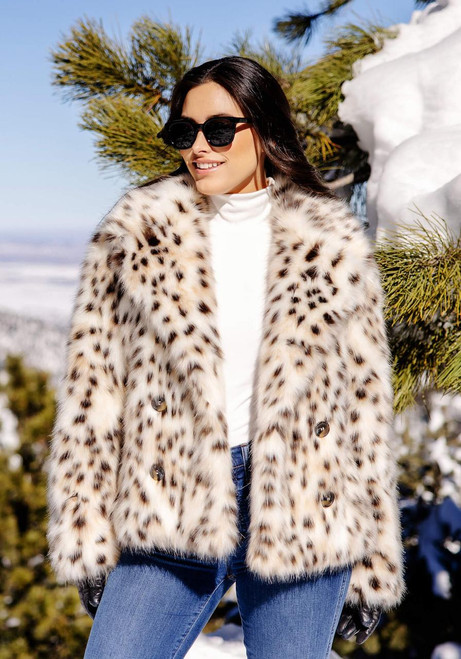 Fabulous-Furs Snow Leopard Faux Fur Sofia Swish Coat  Fabulous-Furs Snow Leopard Faux Fur Sofia Swish Coat