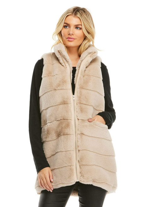 Fabulous-Furs Stone Faux Fur Weekender Zip Vest  Fabulous-Furs Stone Faux Fur Weekender Zip Vest
