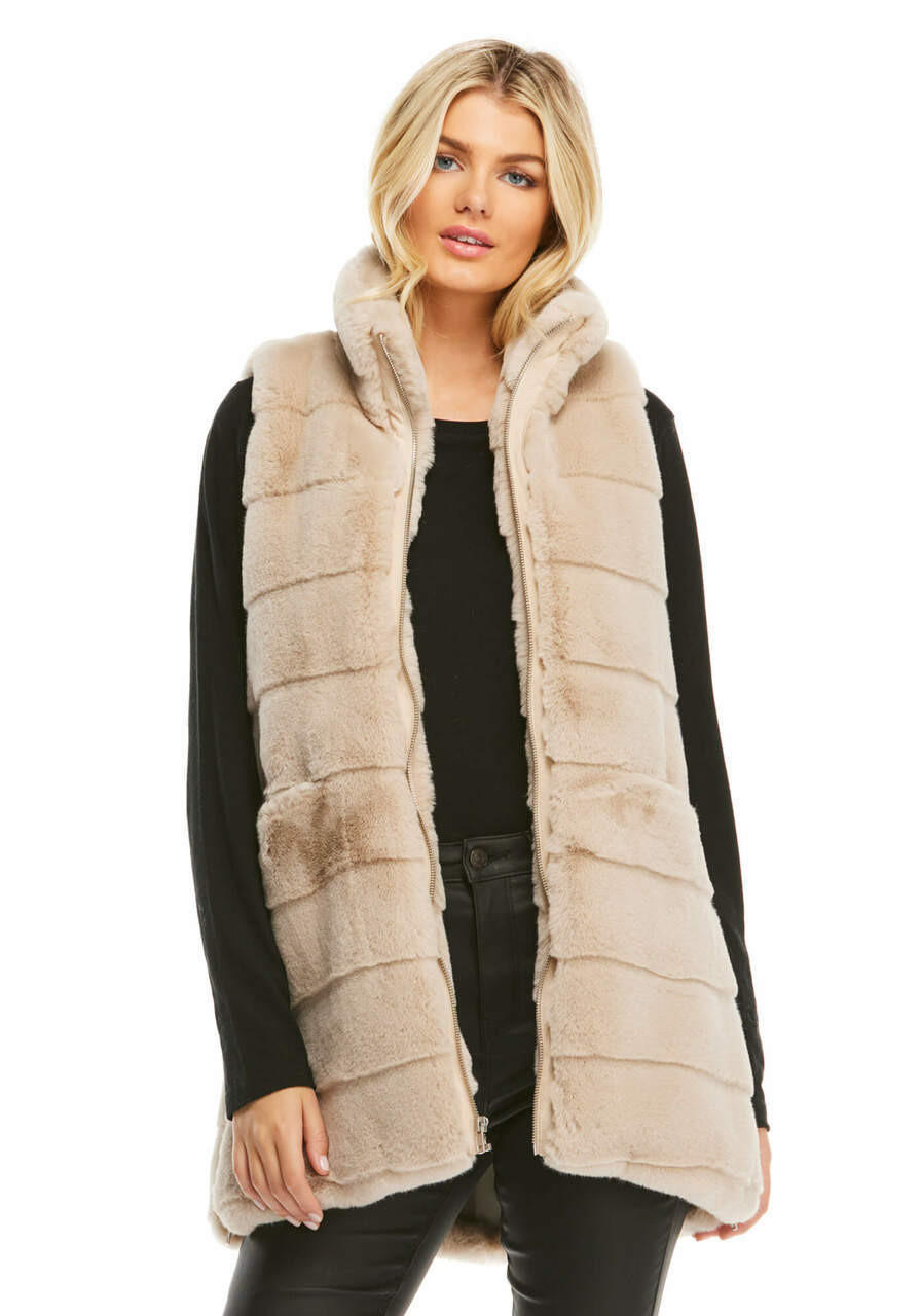 Fabulous-Furs Stone Faux Fur Weekender Zip Vest  Fabulous-Furs Stone Faux Fur Weekender Zip Vest