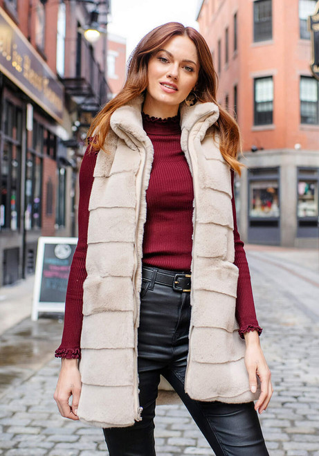 Fabulous-Furs Stone Faux Fur Weekender Zip Vest  Fabulous-Furs Stone Faux Fur Weekender Zip Vest