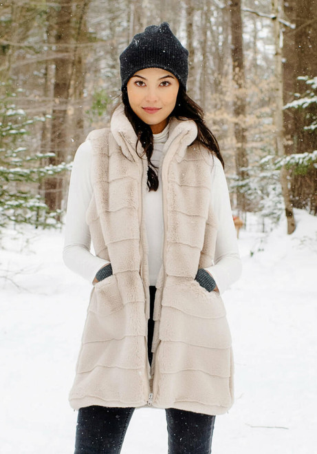 Fabulous-Furs Stone Faux Fur Weekender Zip Vest  Fabulous-Furs Stone Faux Fur Weekender Zip Vest