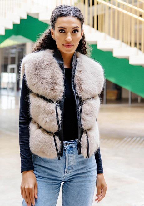 Fabulous-Furs Stone Fox Faux Fur La Moda Vest  Fabulous-Furs Stone Fox Faux Fur La Moda Vest