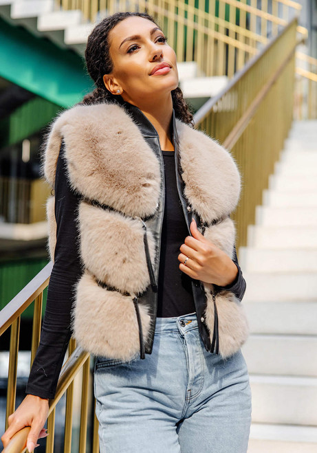 Fabulous-Furs Stone Fox Faux Fur La Moda Vest  Fabulous-Furs Stone Fox Faux Fur La Moda Vest