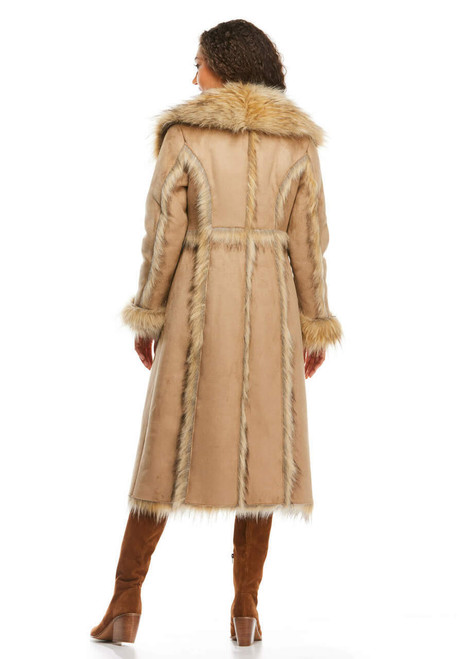 Fabulous-Furs Tan Wolf Cascade Full-Length Faux Fur Coat  Fabulous-Furs Tan Wolf Cascade Full-Length Faux Fur Coat