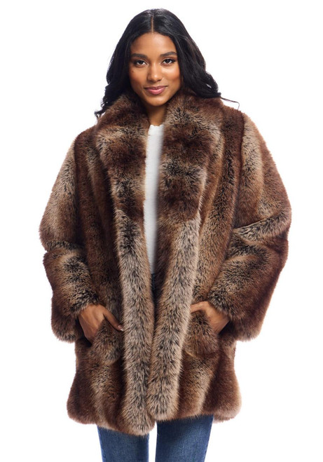 Fabulous-Furs Tanuki Faux Fur Shawl Collar Coat  Fabulous-Furs Tanuki Faux Fur Shawl Collar Coat