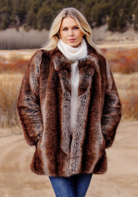 Fabulous-Furs Tanuki Faux Fur Shawl Collar Coat  Fabulous-Furs Tanuki Faux Fur Shawl Collar Coat