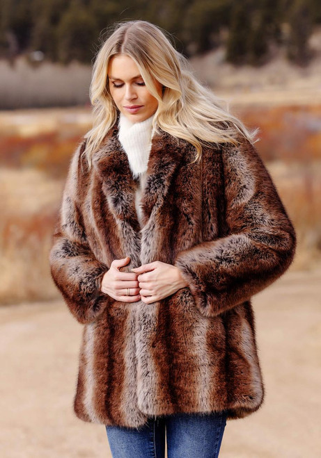 Fabulous-Furs Tanuki Faux Fur Shawl Collar Coat  Fabulous-Furs Tanuki Faux Fur Shawl Collar Coat