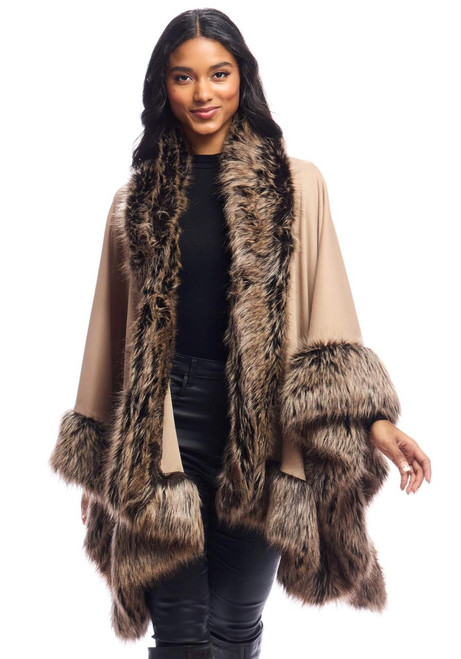 Fabulous-Furs Tipped Fox Faux Fur-Trimmed Shawl  Fabulous-Furs Tipped Fox Faux Fur-Trimmed Shawl
