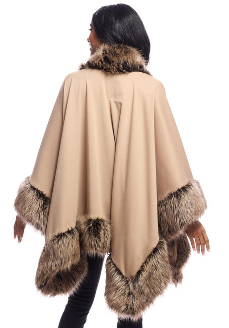 Fabulous-Furs Tipped Fox Faux Fur-Trimmed Shawl  Fabulous-Furs Tipped Fox Faux Fur-Trimmed Shawl