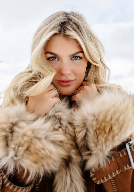 Fabulous-Furs Tobacco Faux Fur Fox Collar Faux Suede Dakota Coat  Fabulous-Furs Tobacco Faux Fur Fox Collar Faux Suede Dakota Coat