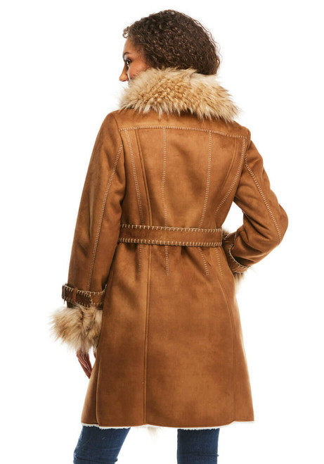 Fabulous-Furs Tobacco Faux Fur Fox Collar Faux Suede Dakota Coat  Fabulous-Furs Tobacco Faux Fur Fox Collar Faux Suede Dakota Coat