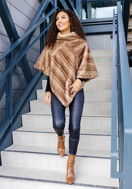 Fabulous-Furs Toffee Faux Fur Classic Mink Poncho  Fabulous-Furs Toffee Faux Fur Classic Mink Poncho