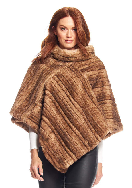 Fabulous-Furs Toffee Faux Fur Classic Mink Poncho  Fabulous-Furs Toffee Faux Fur Classic Mink Poncho