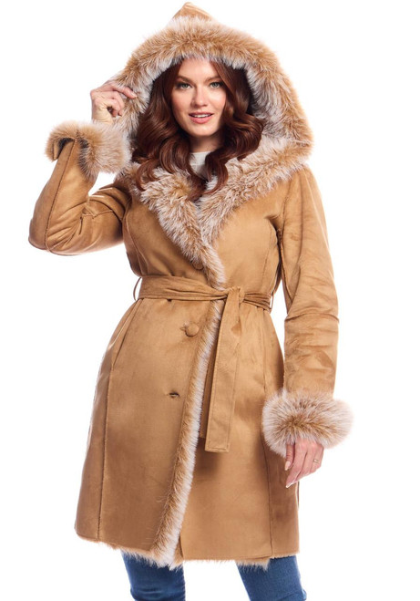 Fabulous-Furs Toffee Faux Suede Sundown Belted Coat  Fabulous-Furs Toffee Faux Suede Sundown Belted Coat