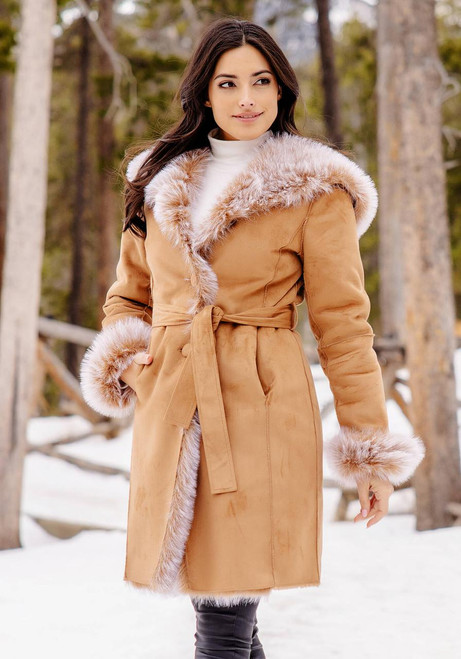 Fabulous-Furs Toffee Faux Suede Sundown Belted Coat  Fabulous-Furs Toffee Faux Suede Sundown Belted Coat