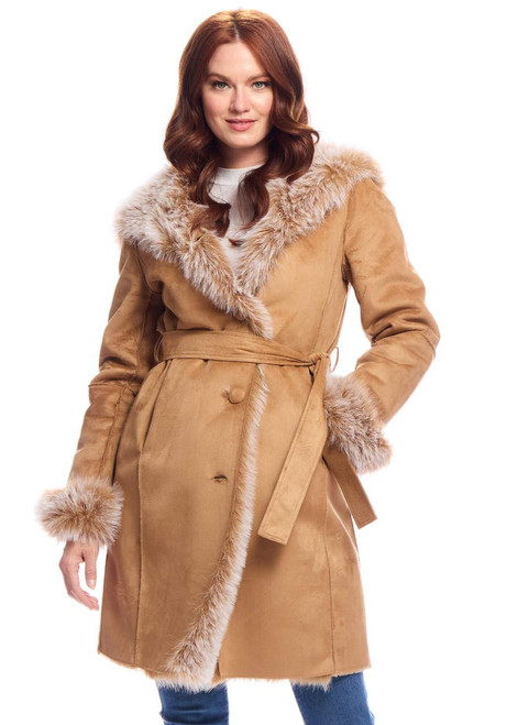 Fabulous-Furs Toffee Faux Suede Sundown Belted Coat  Fabulous-Furs Toffee Faux Suede Sundown Belted Coat
