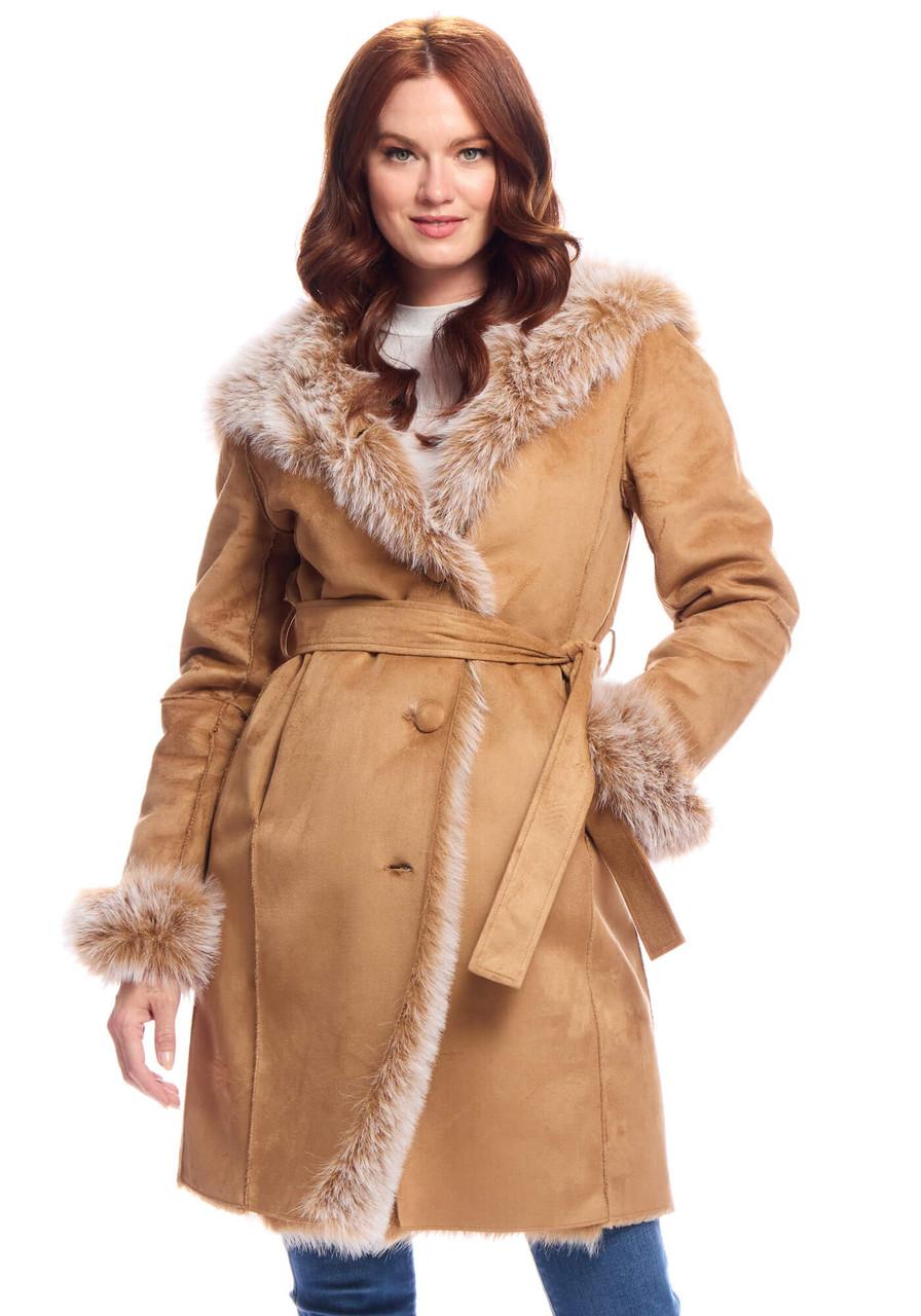 Fabulous-Furs Toffee Faux Suede Sundown Belted Coat  Fabulous-Furs Toffee Faux Suede Sundown Belted Coat