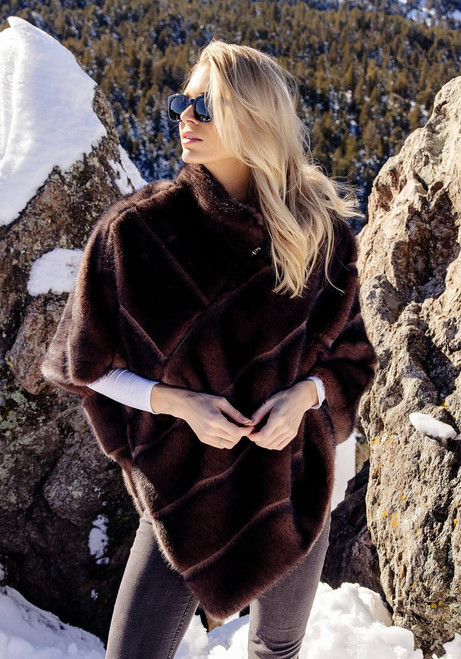 Fabulous-Furs Whiskey Faux Fur Carly Zip Poncho  Fabulous-Furs Whiskey Faux Fur Carly Zip Poncho
