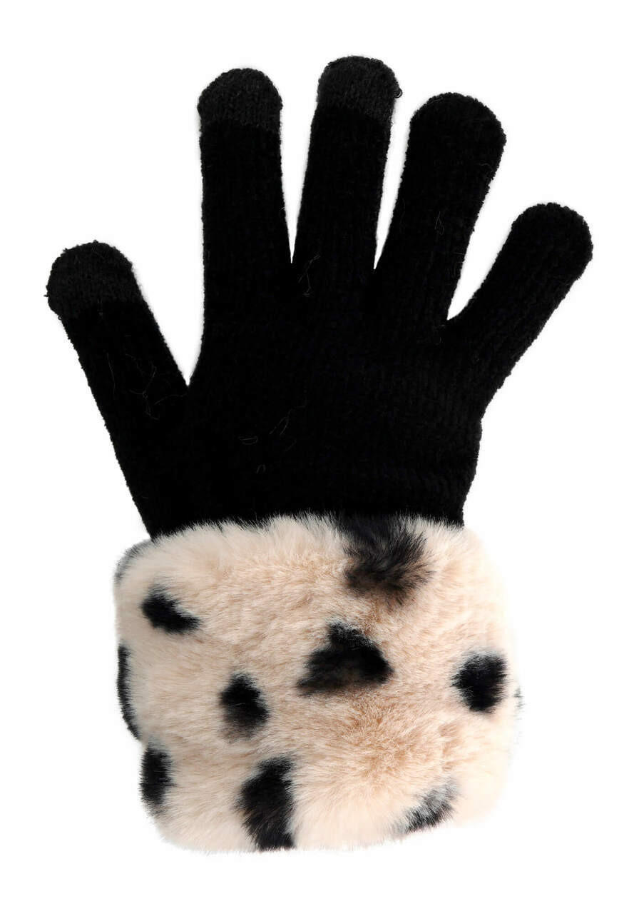 Fabulous-Furs Wild Cheetah Faux Fur-Trimmed Tech Gloves  Fabulous-Furs Wild Cheetah Faux Fur-Trimmed Tech Gloves