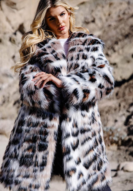 Fabulous-Furs Wild Side Faux Fur Knee-Length Coat  Fabulous-Furs Wild Side Faux Fur Knee-Length Coat