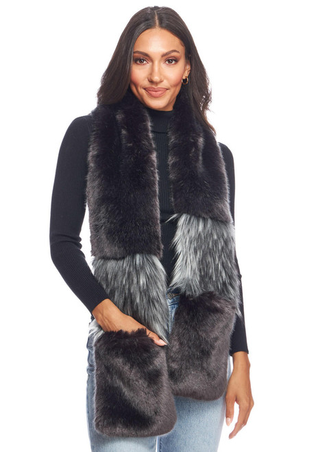 Graphite Faux Fur Remix Scarf   Graphite Faux Fur Remix Scarf