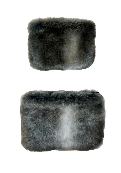Grey Chinchilla Faux Fur Travel Pouches (Set of 2) Grey Chinchilla Faux Fur Travel Pouches (Set of 2)