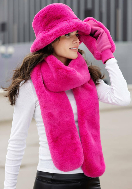 Hot Pink Faux Fur Le Mink Convertible Mittens   Hot Pink Faux Fur Le Mink Convertible Mittens