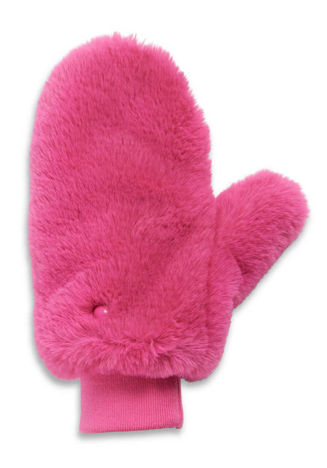 Hot Pink Faux Fur Le Mink Convertible Mittens   Hot Pink Faux Fur Le Mink Convertible Mittens