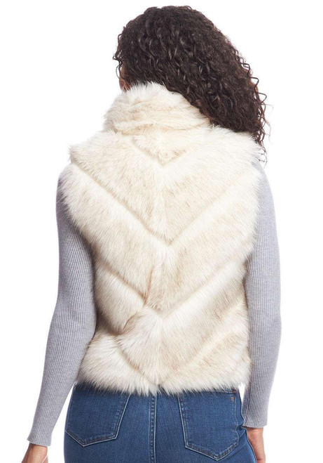 Ivory Chevron Reversible Faux Fur Zip Vest Ivory Chevron Reversible Faux Fur Zip Vest