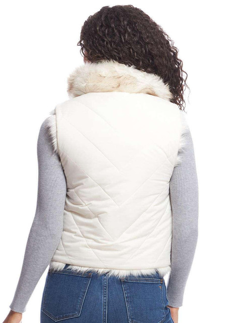 Ivory Chevron Reversible Faux Fur Zip Vest Ivory Chevron Reversible Faux Fur Zip Vest
