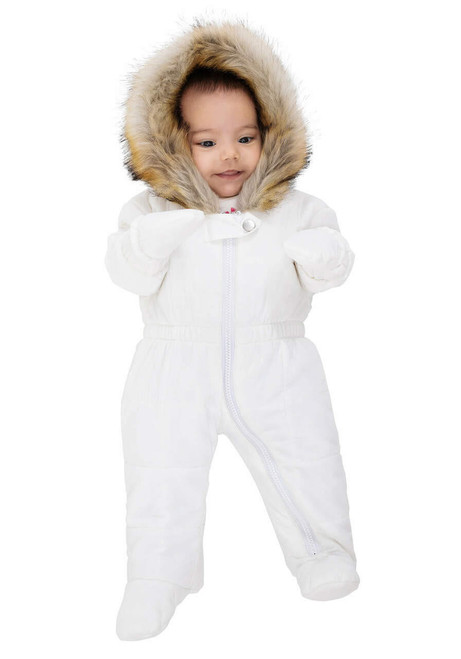 Kid's Ivory Faux Fur-Trimmed Snowsuit   Kid's Ivory Faux Fur-Trimmed Snowsuit