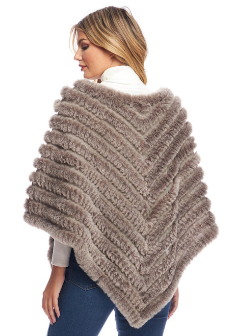 Natural Faux Fur Deluxe Knitted Poncho   Natural Faux Fur Deluxe Knitted Poncho