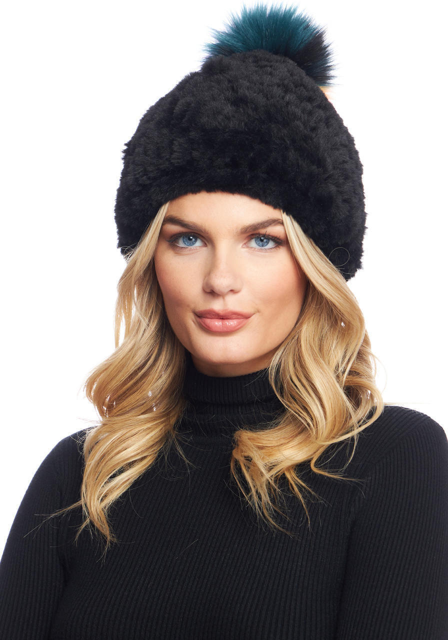 Neon Knitted Faux Fur Pom Hat   Neon Knitted Faux Fur Pom Hat