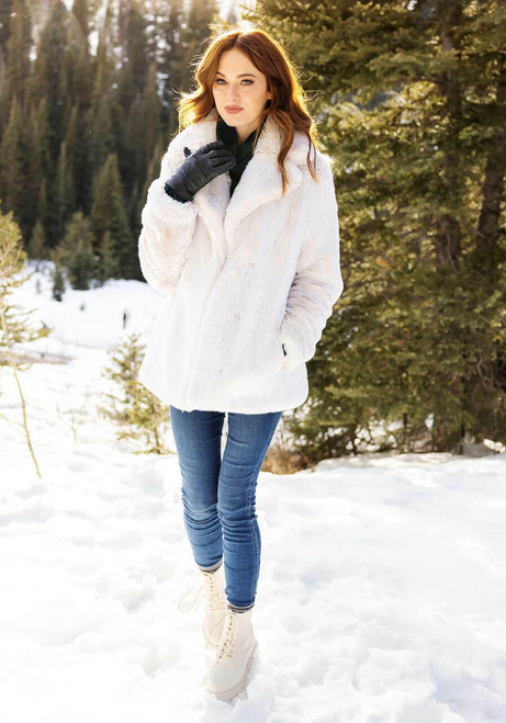 Pearl Mink Faux Fur Couture Notch Collar Coat   Pearl Mink Faux Fur Couture Notch Collar Coat