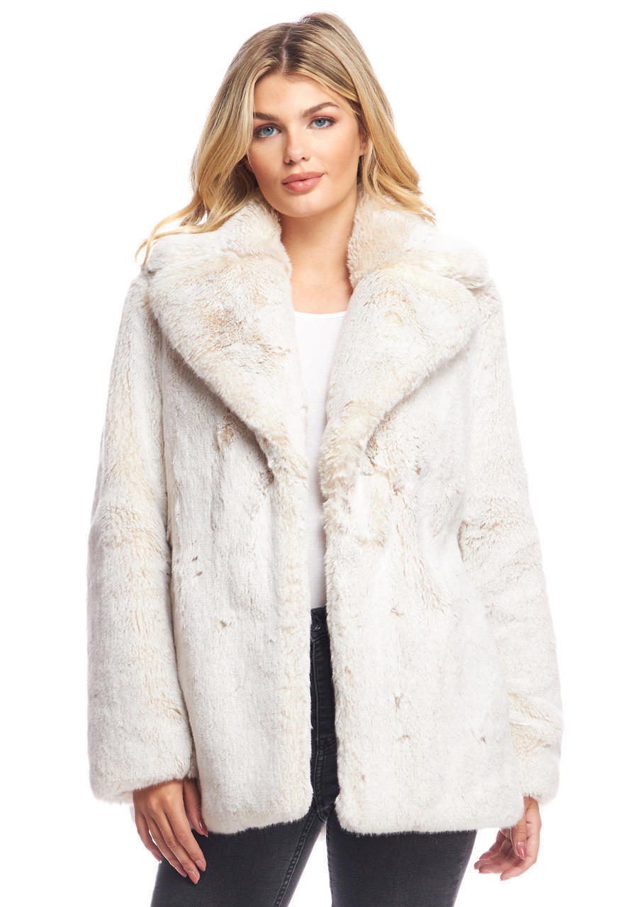 Pearl Mink Faux Fur Couture Notch Collar Coat   Pearl Mink Faux Fur Couture Notch Collar Coat